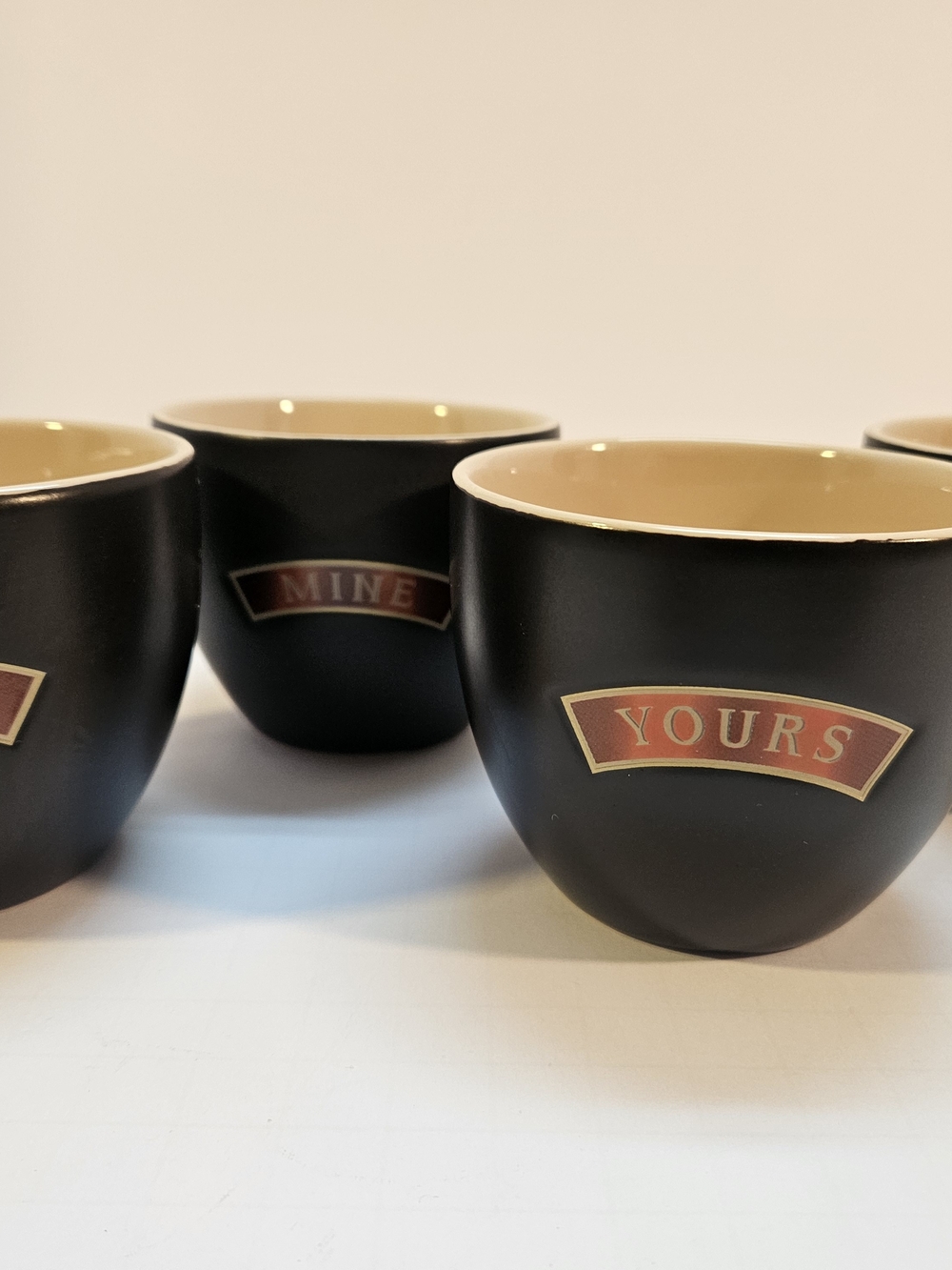 Baileys Irish Cream 'YOURS' & 'MINE' Ceramic Cups (4)